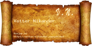 Vetter Nikander névjegykártya